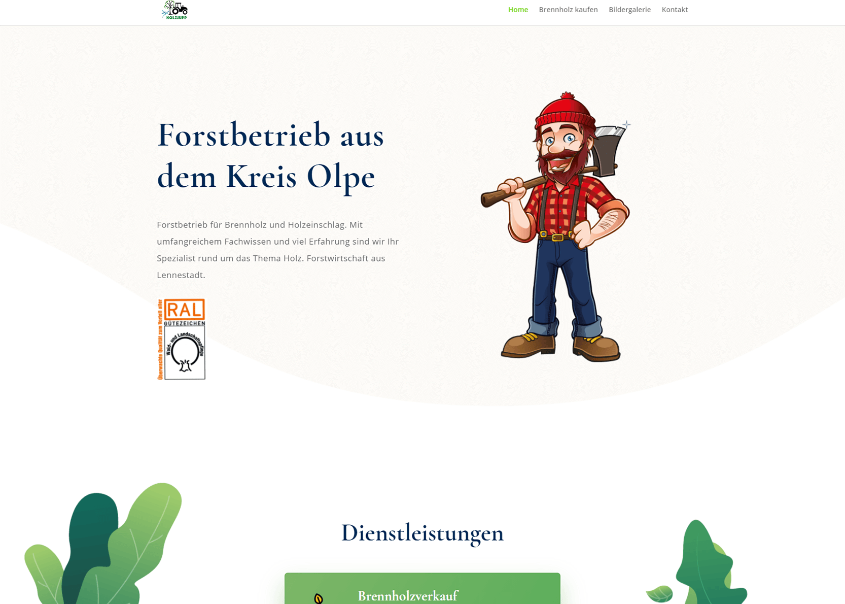 Screenshot Holzjupp Website